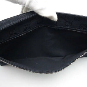 Gucci White Pigskin Canvas Waist Black bag gold